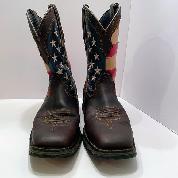 Rebel by Durango Patriotic American Flag Pull On Leather Western Boots Size: 10M - Picture 4 of 11